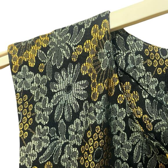 Zara Long Brocade Vest Small Open Front Floral Black Multi Boho Regencycore Glam - Picture 3 of 7